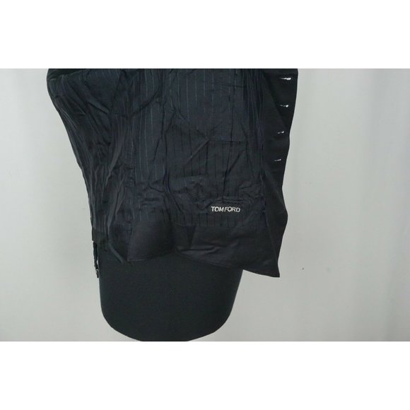 Tom Ford Navy Blue Black Grossgrain Mohair Blend Tuxedo Vest Gilet Sz 48R - Picture 7 of 7